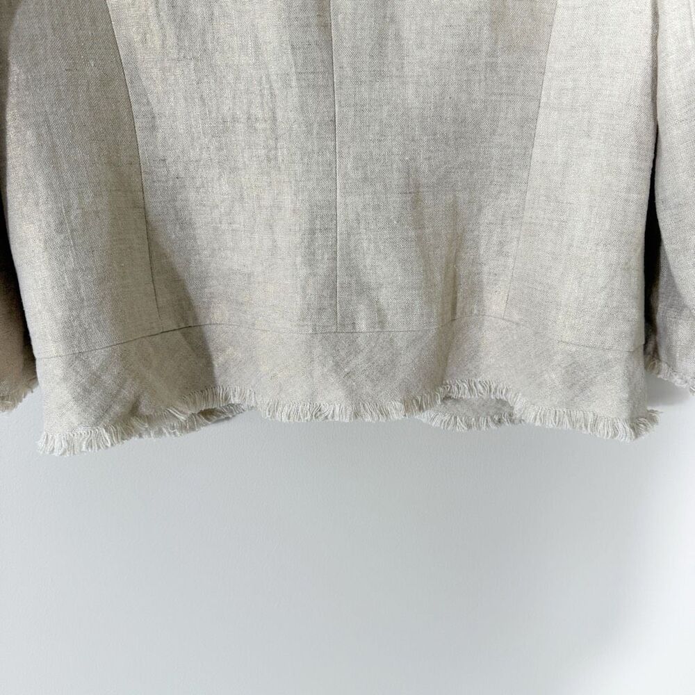Peck & Peck Women’s Beige 100% Linen Metallic‎ Fringe Open Front Jacket Size 12 - Picture 7 of 9